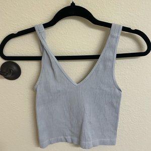 Light blue cropped ribbed tank